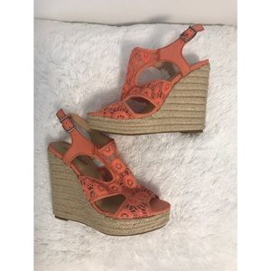 Lucky Brand coral wedges